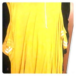 Cold shoulder yellow and white shirt